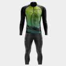 Conjunto de Ciclismo Masculino - Camisa Bike Roda Verde Degradê ML (Pro) e Calça GEL