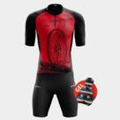 Conjunto de Ciclismo Masculino- Camisa Bike Roda Vermelha (PRO) e Bermuda GEL WAY