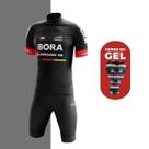 Conjunto de Ciclismo Masculino- Camisa Bora Preta e Bermuda GEL