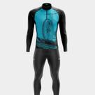 Conjunto de Ciclismo Masculino Camisa PRO Manga Longa e Calça Forro Gel Camiseta Proteção Uv Bolso Traseiro Ziper