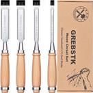 Conjunto de cinzéis de madeira GREBSTK CRV Steel Bevel Sharp Edge 4 unidades