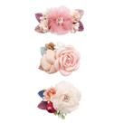 Conjunto de clipes de cabelo de flores Cherrboll, 3 peças florais para meninas