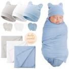 Conjunto de cobertores para bebês: algodão BQUBO com chapéus e luvas 0-3M Conjunto de cobertores para bebês: algodão BQUBO com chapéus e luvas 0-3M