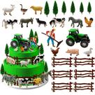 Conjunto de cobertura de bolo TOSPARTY, 26 unidades, mini trator de animais de fazenda Conjunto de cobertura de bolo TOSPARTY, 26 unidades, mini trator de animais de fazenda