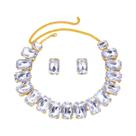 Conjunto De Colar Choker Oversize Com Strass Para Mulheres E Brincos Grandes De Cristal Para