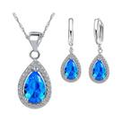 Conjunto De Colar Com Pingente De Cristal E Brincos De Prata Esterlina 925 Clássico Para Mulheres,