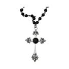 Conjunto De Colar Com Pingente De Cruz De Morcego Gótico Escuro Y2K, Com Contas Pretas Empilhadas E