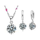 Conjunto De Colar Com Pingente E Brincos Huggie Em Prata Esterlina 925 Com Cristal CZ Austríaco Para