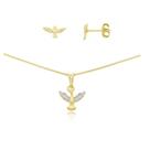Conjunto de Colar e Brinco Espírito Santo Banhado a Ouro