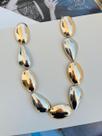 Conjunto de colar e brinco maximalista bijuteria folheada