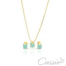 Conjunto de Colar e Brinco Quadrado Mini Zircônia Verde