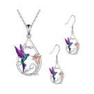 Conjunto De Colar E Brincos Com Pingente De Beija-flor Fofo E Decoração Floral Presente De Joias Conjunto De Colar E Brincos Com Pingente De Beija-flor Fofo E Decoração Floral Presente De Joias