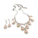 Conjunto De Colar E Brincos De Strass Vermelho Para Mulheres, Joias De Luxo Leve Em Forma De Gota