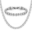 Conjunto De Colar E Pulseira De Corrente Elo Flor Em Aço Inoxidável Dourado Para Mulheres E Homens