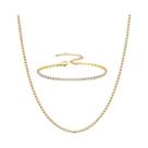 Conjunto De Colar E Pulseira Tennis Iced out Em Aço Inoxidável Dourado E Prateado Para Mulheres,