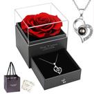 Conjunto de Colar Feminino OEM com Caixa de Presente com Flores Pingente Coração Projeção