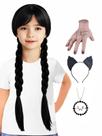 Conjunto de colar preto trançado com peruca AKZKQKER Wednesday Addams Conjunto de colar preto trançado com peruca AKZKQKER Wednesday Addams