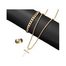 Conjunto De Colar, Pulseira E Anel Com Pingente De Cruz Em Aço Inoxidável Para Homens, 3 Peças,