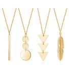 Conjunto de colar YQZIYOU Long para mulheres com folha circular de penas de barra