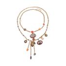 Conjunto De Colares Femininos Vintage Com Correntes De Metal E Pingentes Geométricos De Resina - 4