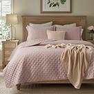 Conjunto de colcha Bedsure Queen Size Dusty Rose com 2 capas