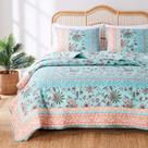 Conjunto de Colcha Reversível Greenland Home Audrey Twin XL Turquesa