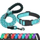 Conjunto de coleira e coleira para cães Ladoogo Reflective Neoprene Blue