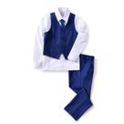 Conjunto de colete e calça Suit YuanLu Boys em azul royal escuro, tamanho 5