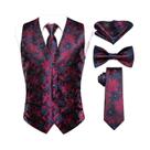 Conjunto De Colete, Gravata Borboleta E Abotoaduras Masculino Nas Cores Vermelho, Azul, Verde E