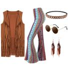 Conjunto de coletes Costume Leumoi, 5 peças, anos 60 e 70, Hippie Fringe, GG