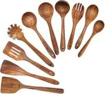 Conjunto de colheres de madeira BOKALAKA, 10 unidades para cozinhar em teca natural