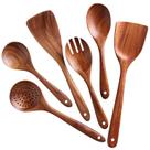 Conjunto de colheres de madeira NAYAHOSE para cozinhar, 6 peças de madeira de teca