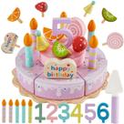 Conjunto de comida de madeira para bolo de aniversário Toy Play HERSITY para crianças a partir de 3 anos Conjunto de comida de madeira para bolo de aniversário Toy Play HERSITY para crianças a partir de 3 anos
