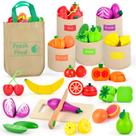 Conjunto de comida para brincar de madeira Lilkisthk, brinquedos de separação de cores, comida fingida para brincar, acessórios de cozinha para crianças, frutas, vegetais, brinquedo de cortar, mercearia, brincadeira de fingir para crianças Conjunto de comida para brincar de madeira Lilkisthk, brinquedos de separação de cores, comida fingida para brincar, acessórios de cozinha para crianças, frutas, vegetais, brinquedo de cortar, mercearia, brincadeira de fingir para crianças
