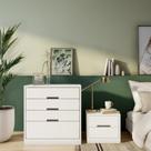 Conjunto de Cômoda Sampaoli 4GV e Mesa de Cabeceira S 2 GV Branca