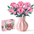 Conjunto de construção de brinquedos SIENON Pink Rose Bouquet, 10 peças de flores
