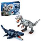 Conjunto de construção QUENTINAG Dual Dinosaur Indominus Rex & Mosasaurus
