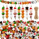 Conjunto De Contas De Madeira Temáticas De Natal 48PCS 80PCS 160PCS Decorações De Férias Com Papai