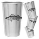 Conjunto de copos de cerveja Magic Pine Freshwater Fish em aço inoxidável x4