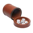 Conjunto de copos de dados RERIVER em couro PU com tampa, forro de feltro marrom escuro