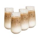 Conjunto De Copos De Vidro Resistentes Ao Calor Com Listras Verticais Para Água, Leite, Suco E Café