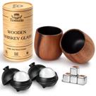 Conjunto de Copos para Bebidas Tomzio Bourbon de Madeira Queimada 325ml (2)