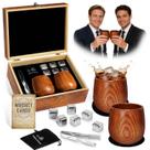 Conjunto de Copos para Whisky AMDISI em Carvalho Carbonizado com 2 Peças e Caixa para Presente Conjunto de Copos para Whisky AMDISI em Carvalho Carbonizado com 2 Peças e Caixa para Presente