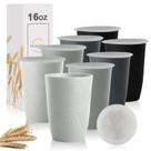 Conjunto de copos Wrova com 8 canudos de trigo de 470 ml com capas