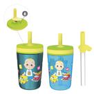 Conjunto de copos Zak Designs CocoMelon Kelso para crianças, 450 ml, 3 unidades