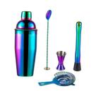 Conjunto De Coqueteleira Arco-Íris Em Aço Inoxidável, Kit De Bar Boston Shaker, Ferramentas Para