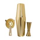Conjunto de coqueteleira de 3 peças em aço inoxidável dourado para casa Conjunto de coqueteleira de 3 peças em aço inoxidável dourado para casa