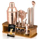 Conjunto de coqueteleiras Kit KITESSENSU Bartender com suporte em ouro rosa