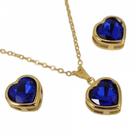 Conjunto De Coração Acrílico Azul Royal Folheado A Ouro 18K Antialérgico - BGPRI0012
