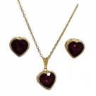 Conjunto De Coração Acrílico Vermelho Folheado A Ouro 18K Antialérgico - BGPRI0011